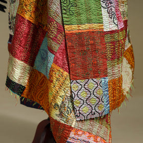 Multicolor - patchwork reversible silk bengal kantha work
