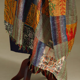 Multicolor - patchwork reversible silk bengal kantha work