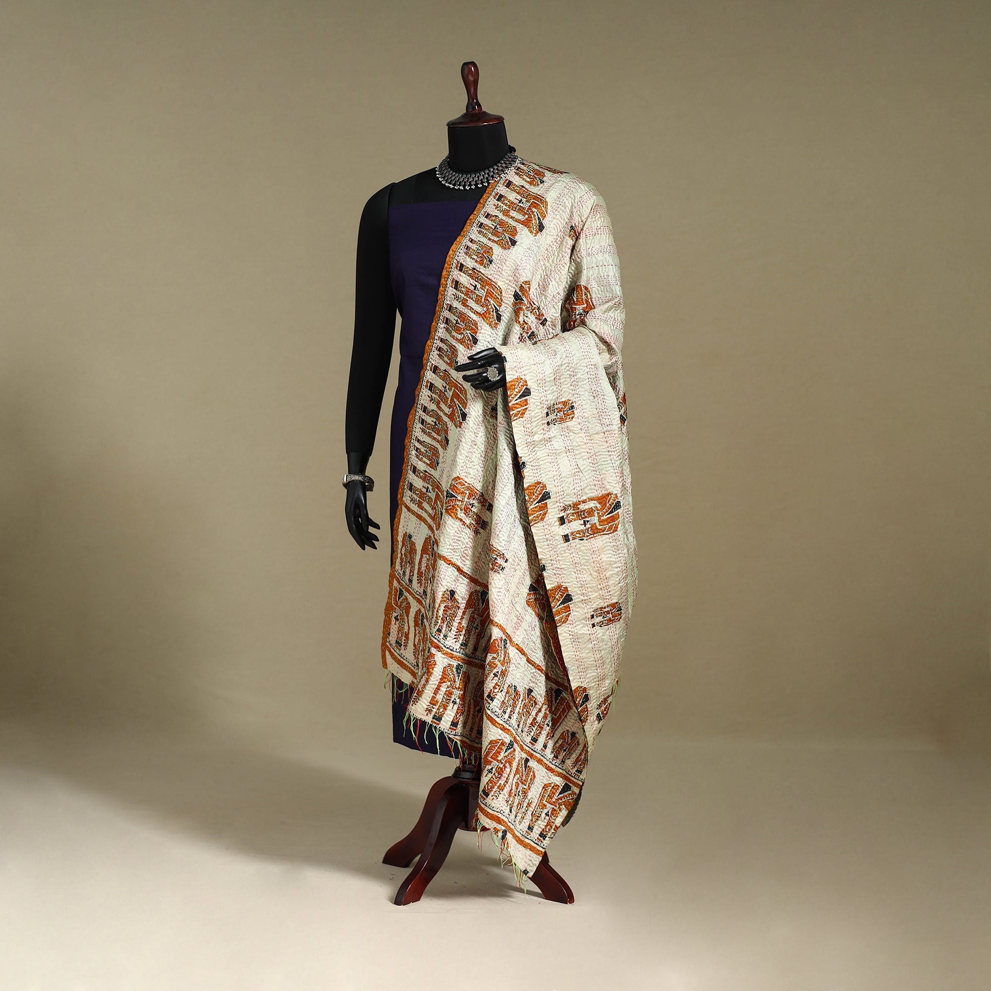 Multicolor - patchwork reversible silk bengal kantha work