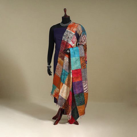 Multicolor - patchwork reversible silk bengal kantha work