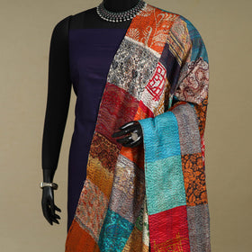 Multicolor - patchwork reversible silk bengal kantha work