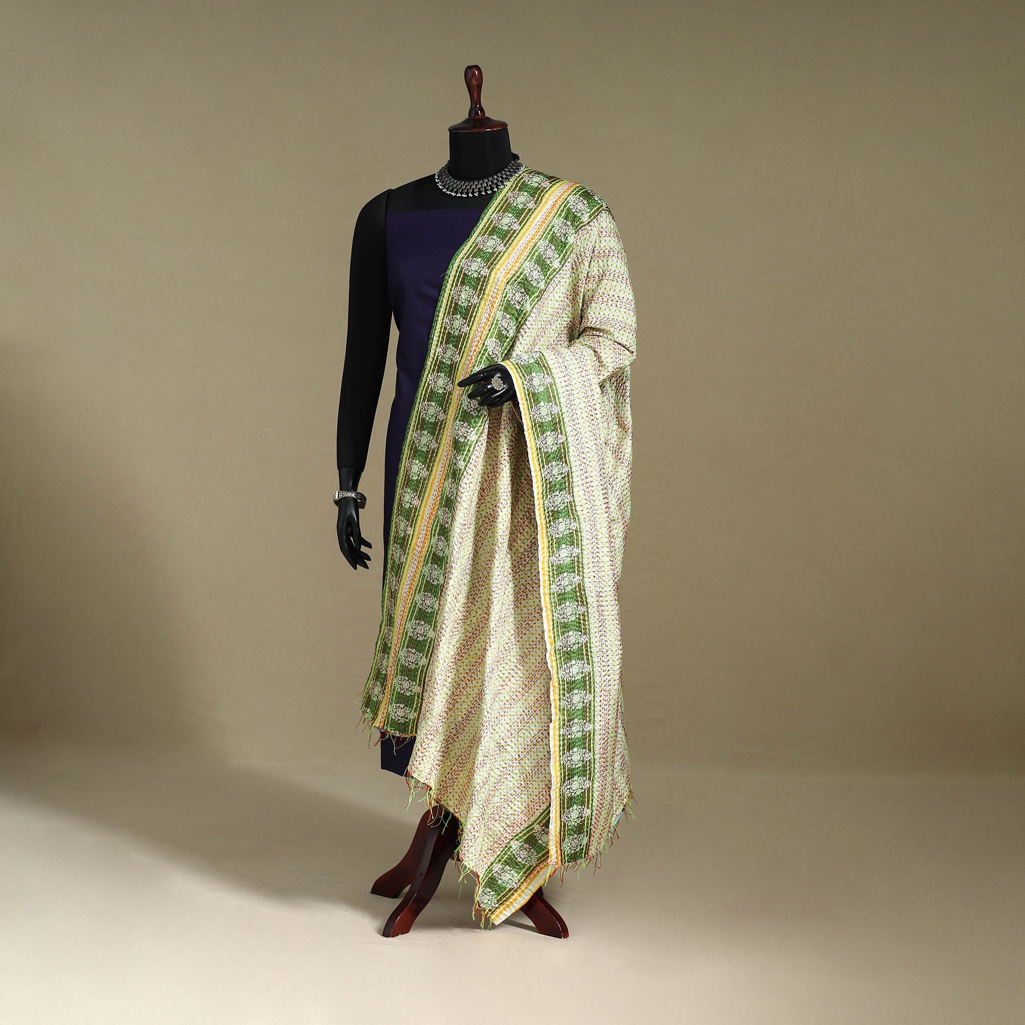 Multicolor - patchwork reversible silk bengal kantha work