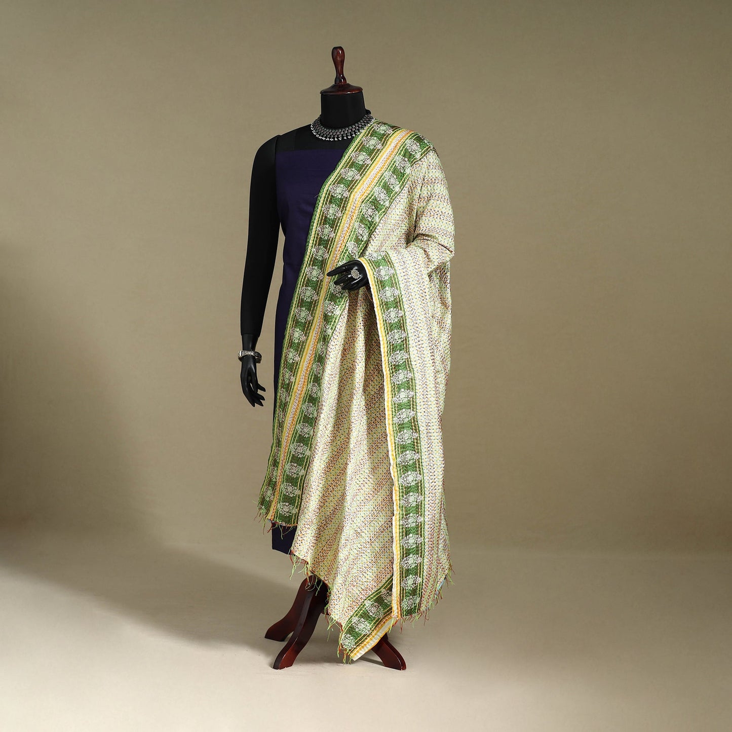Multicolor - patchwork reversible silk bengal kantha work
