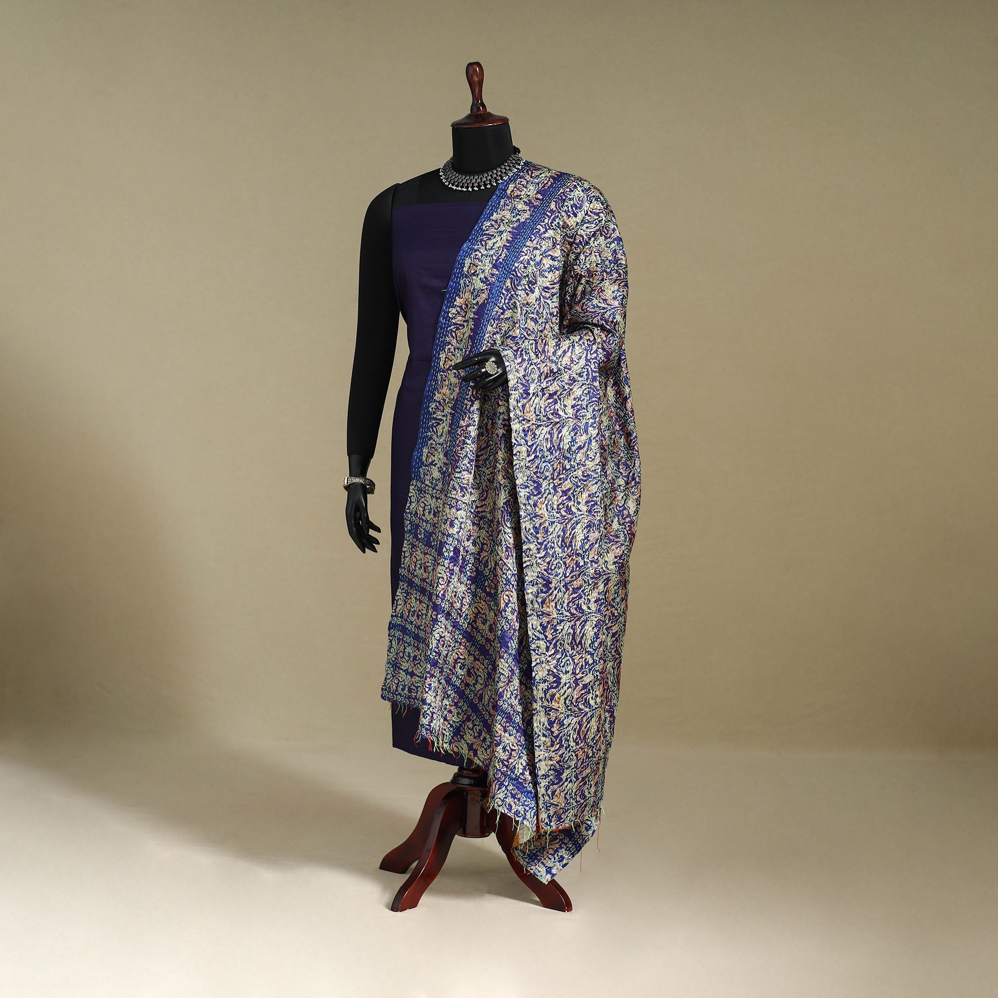 Multicolor - patchwork reversible silk bengal kantha work