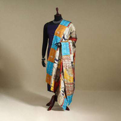Multicolor - patchwork reversible silk bengal kantha work