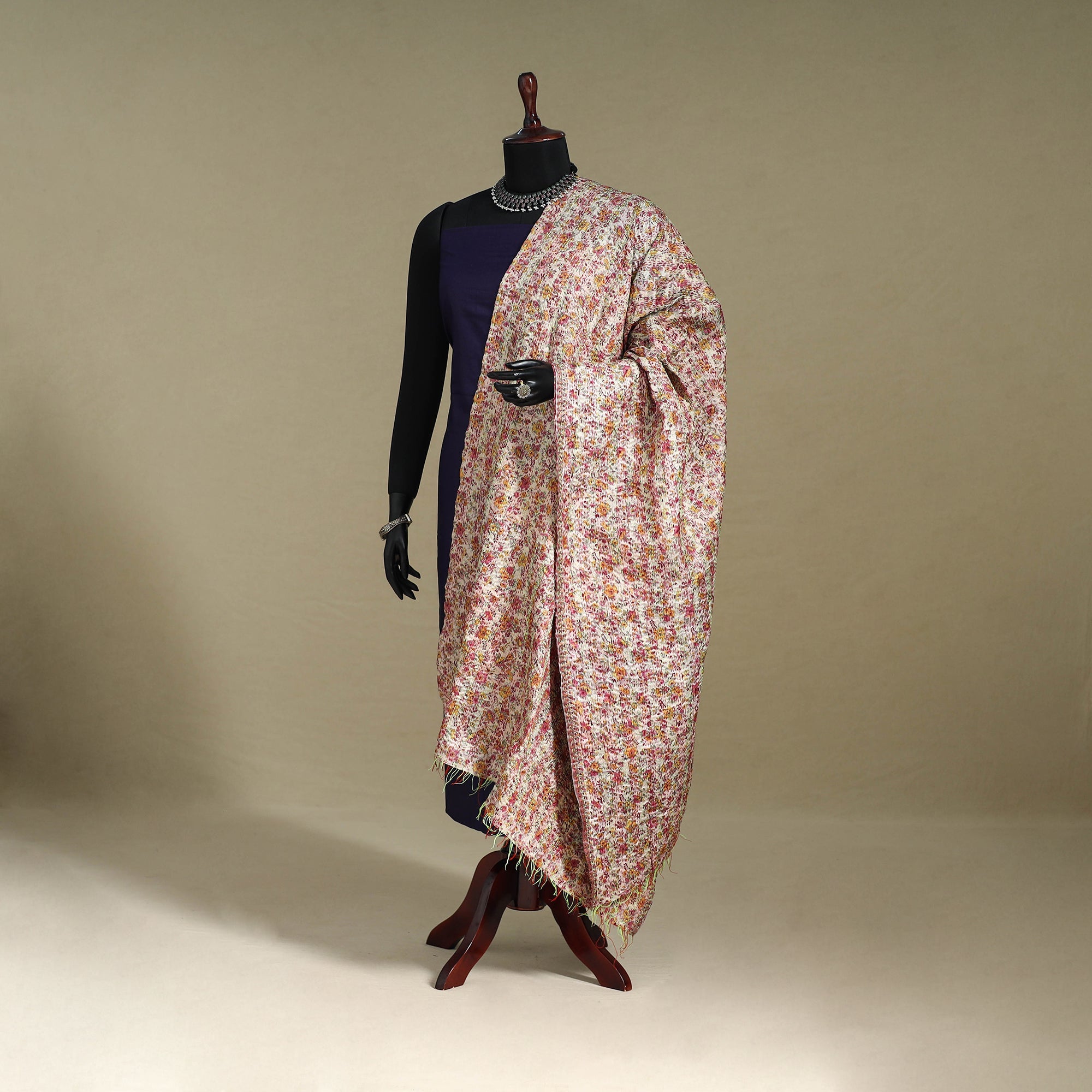 Multicolor - patchwork reversible silk bengal kantha work