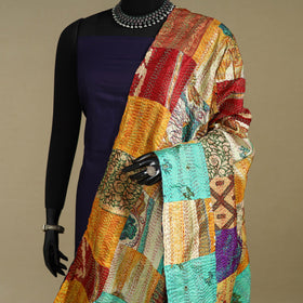 Multicolor - patchwork reversible silk bengal kantha work