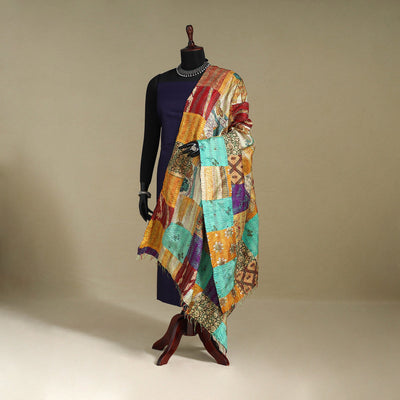 Multicolor - patchwork reversible silk bengal kantha work