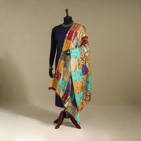 Multicolor - patchwork reversible silk bengal kantha work