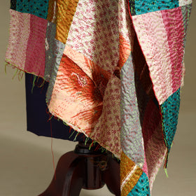 Multicolor - patchwork reversible silk bengal kantha work