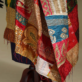 Multicolor - patchwork reversible silk bengal kantha work