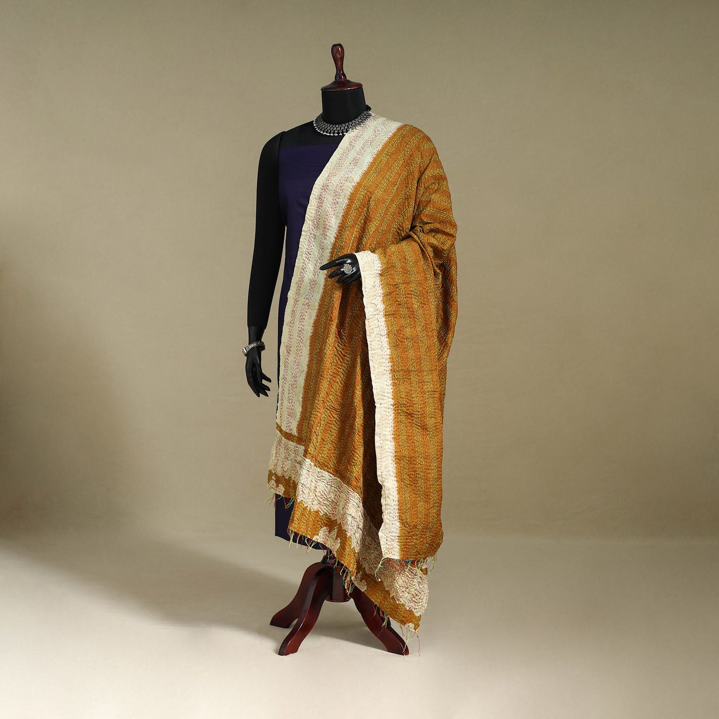 Multicolor - patchwork reversible silk bengal kantha work