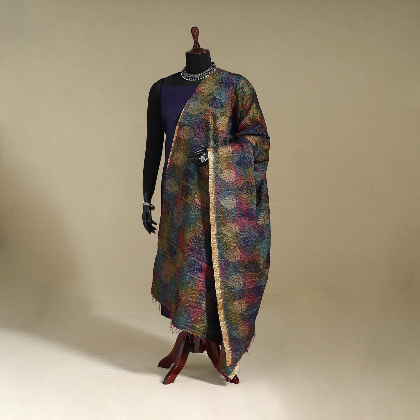 Multicolor - patchwork reversible silk bengal kantha work