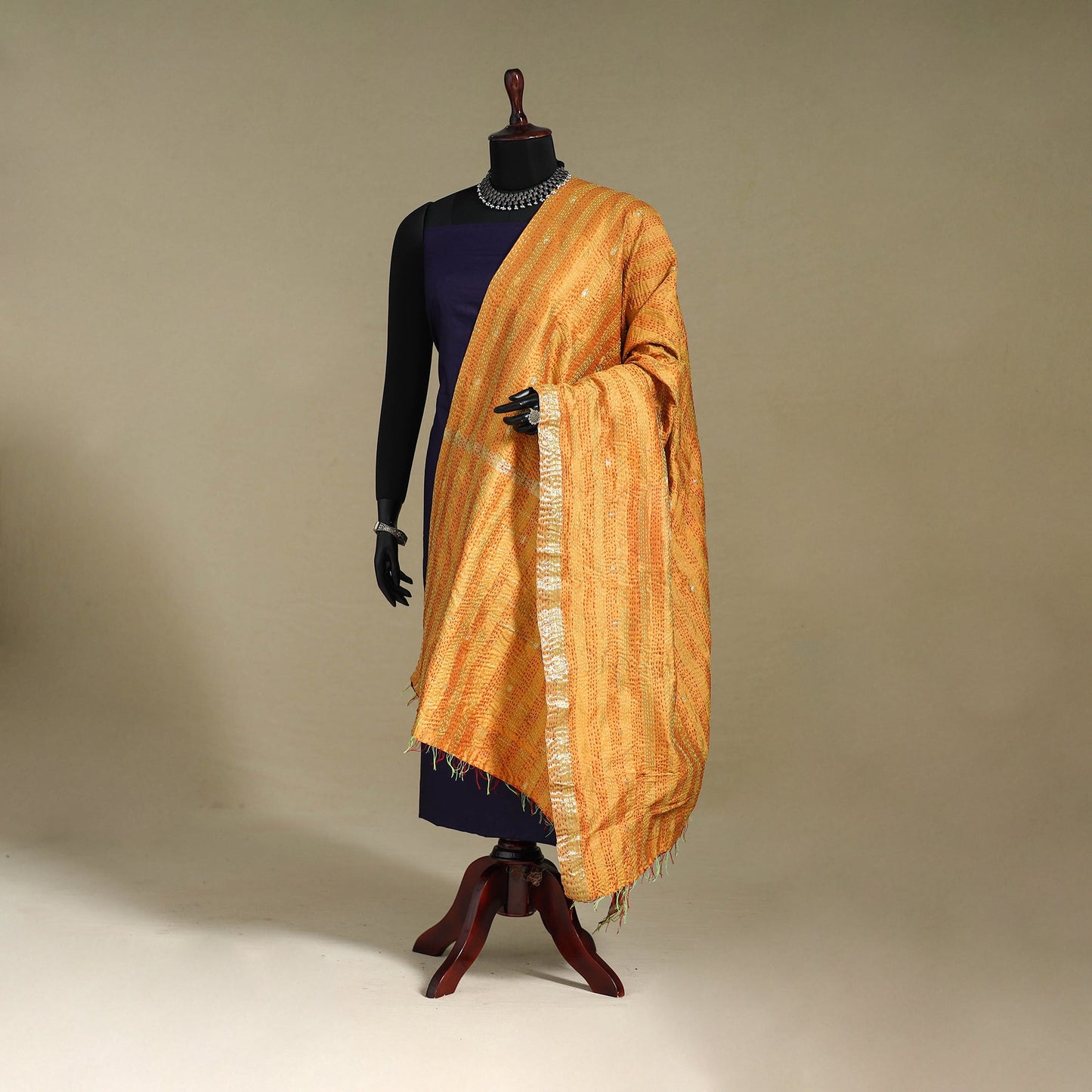 Multicolor - patchwork reversible silk bengal kantha work