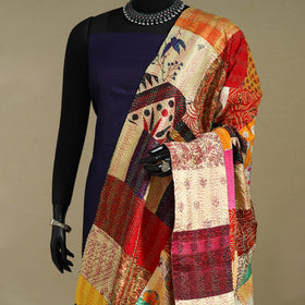 Multicolor - patchwork reversible silk bengal kantha work