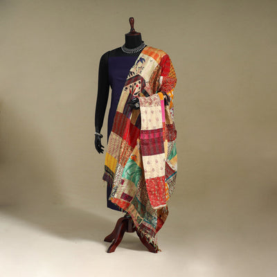 Multicolor - patchwork reversible silk bengal kantha work