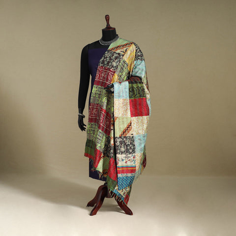 Multicolor - patchwork reversible silk bengal kantha work