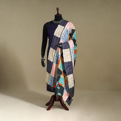 Multicolor - patchwork reversible silk bengal kantha work