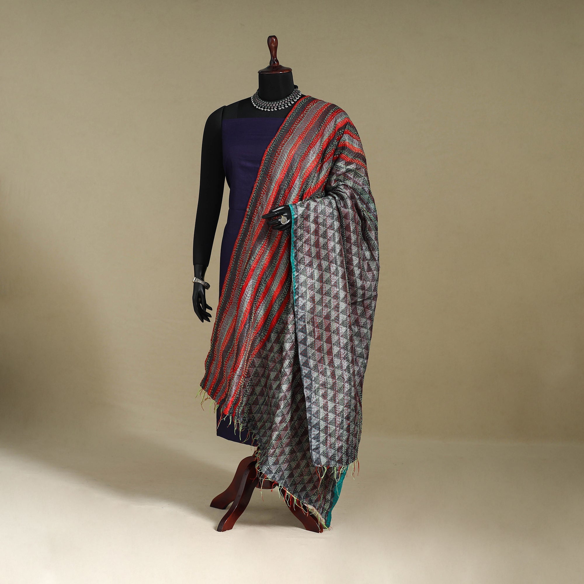Multicolor - patchwork reversible silk bengal kantha work
