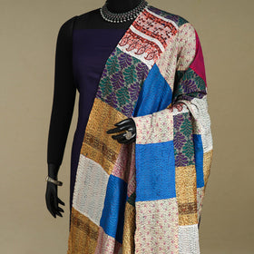Multicolor - patchwork reversible silk bengal kantha work