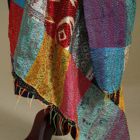 Multicolor - patchwork reversible silk bengal kantha work