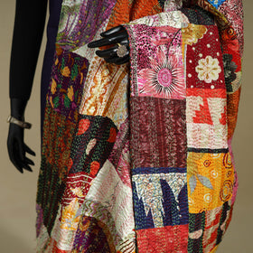 Multicolor - patchwork reversible silk bengal kantha work