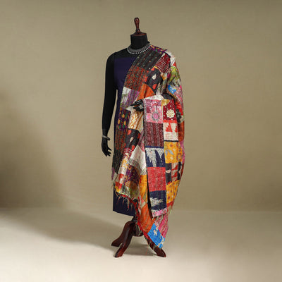 Multicolor - patchwork reversible silk bengal kantha work