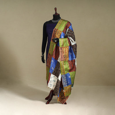 Multicolor - patchwork reversible silk bengal kantha work