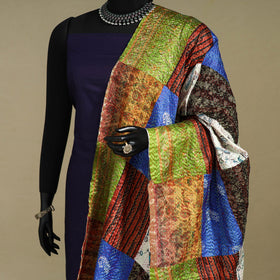 Multicolor - patchwork reversible silk bengal kantha work