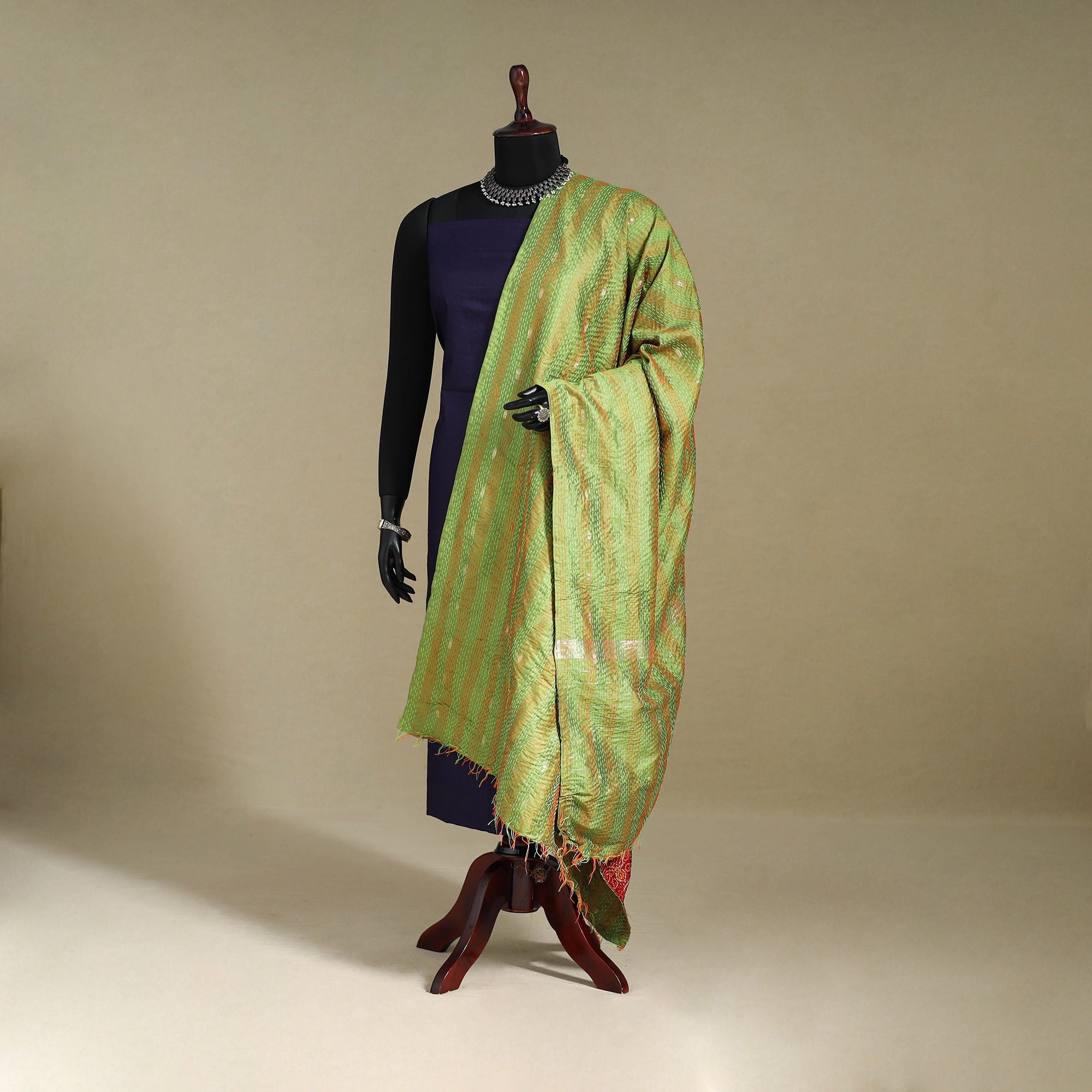 Multicolor - patchwork reversible silk bengal kantha work