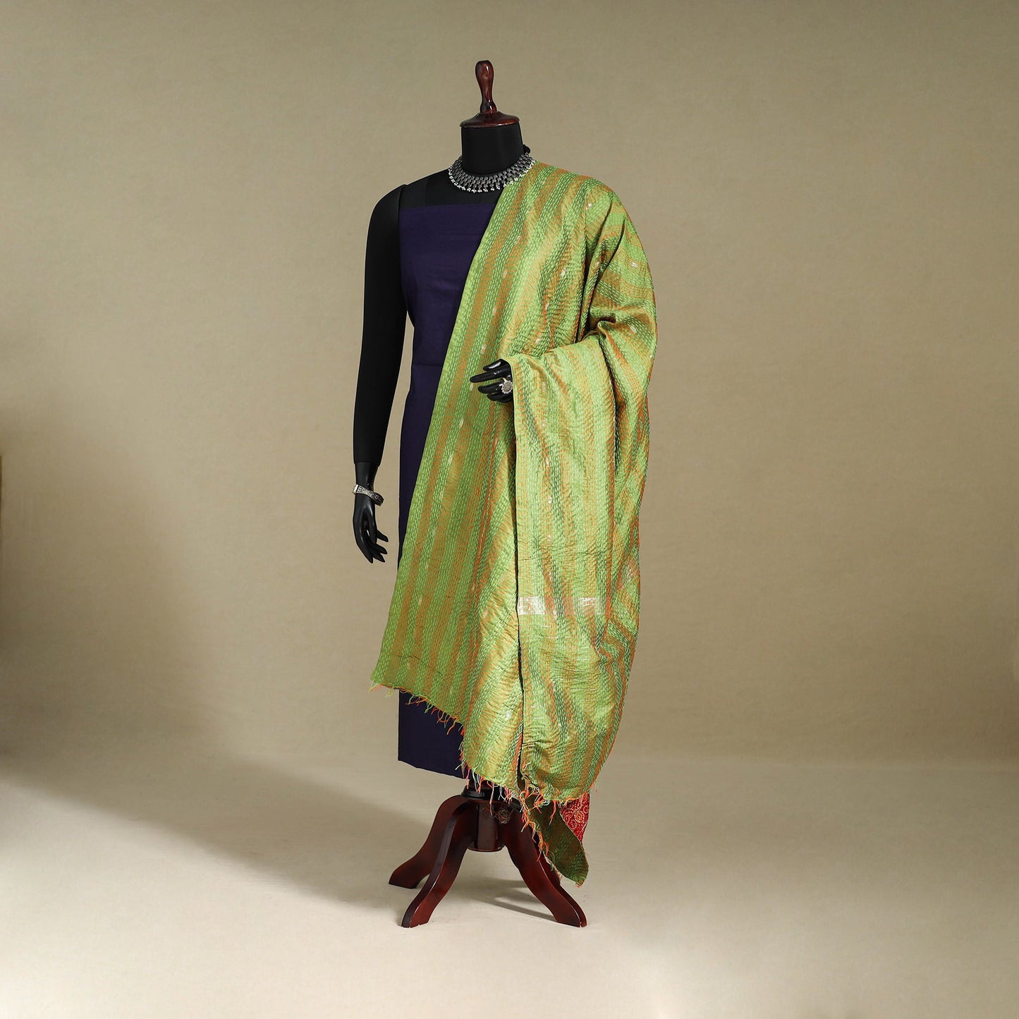 Multicolor - patchwork reversible silk bengal kantha work