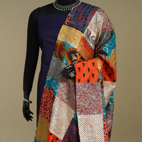 Multicolor - patchwork reversible silk bengal kantha work