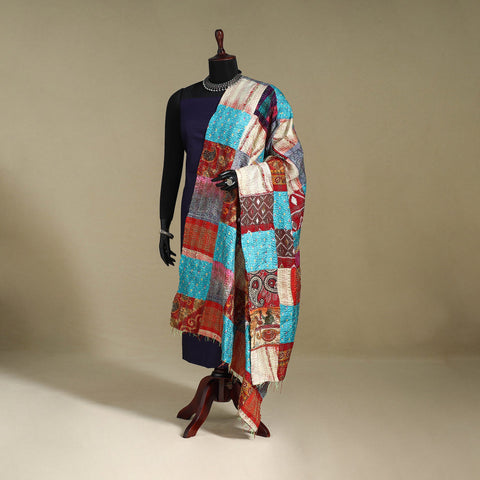 Multicolor - patchwork reversible silk bengal kantha work