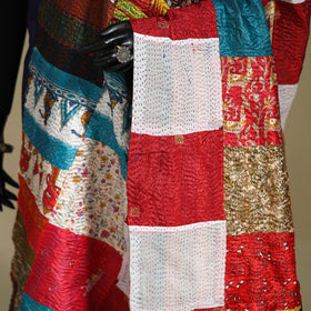 Multicolor - patchwork reversible silk bengal kantha work