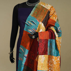 Multicolor - patchwork reversible silk bengal kantha work