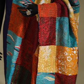 Multicolor - patchwork reversible silk bengal kantha work