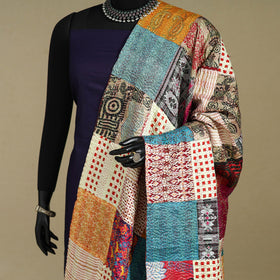 Multicolor - patchwork reversible silk bengal kantha work