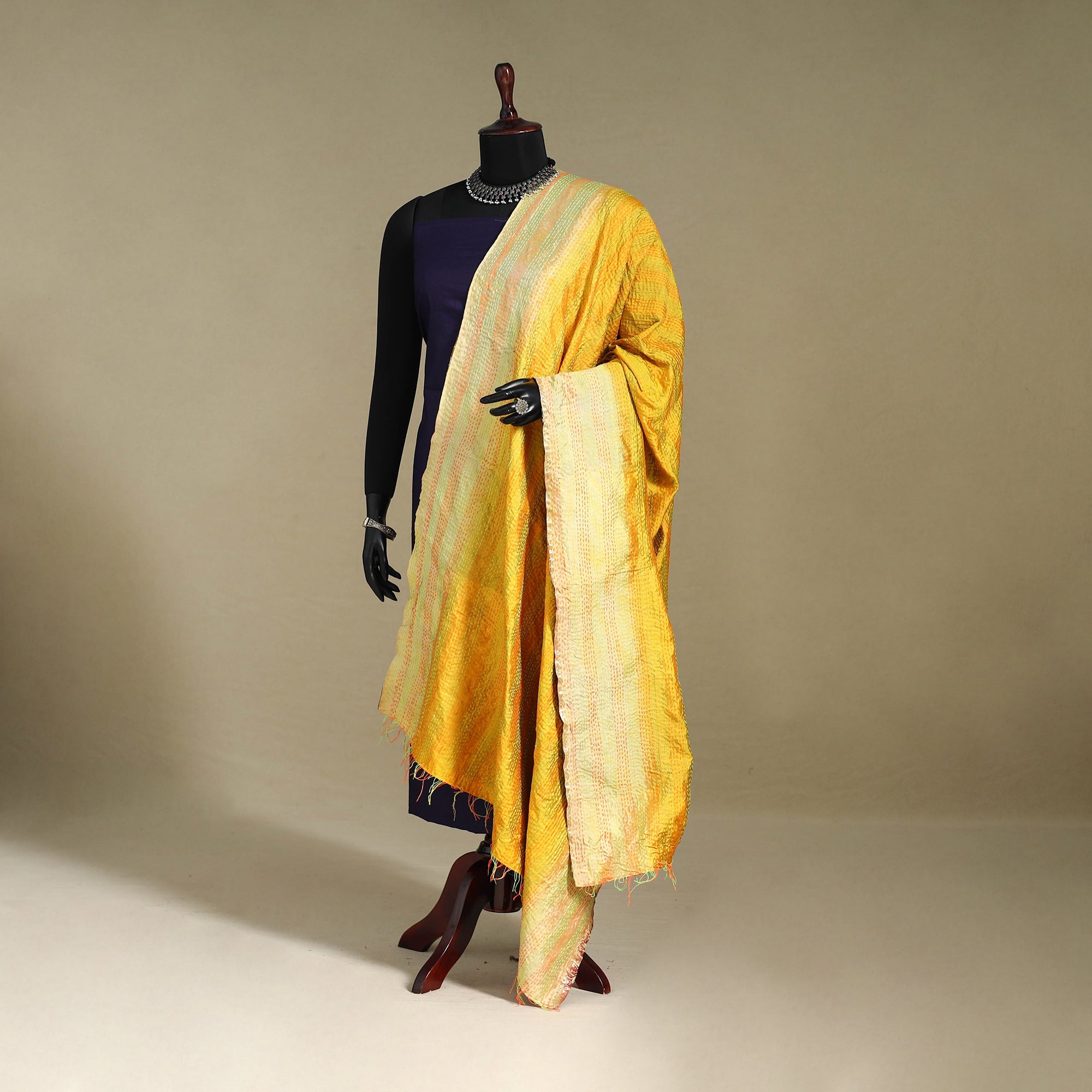 Multicolor - patchwork reversible silk bengal kantha work