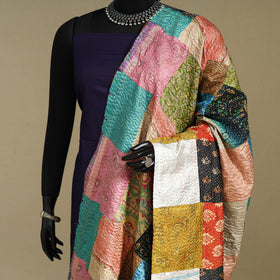 Multicolor - patchwork reversible silk bengal kantha work