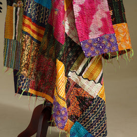 Multicolor - patchwork reversible silk bengal kantha work