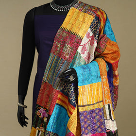 Multicolor - patchwork reversible silk bengal kantha work