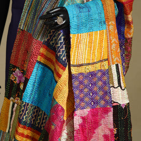Multicolor - patchwork reversible silk bengal kantha work