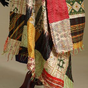 Multicolor - patchwork reversible silk bengal kantha work