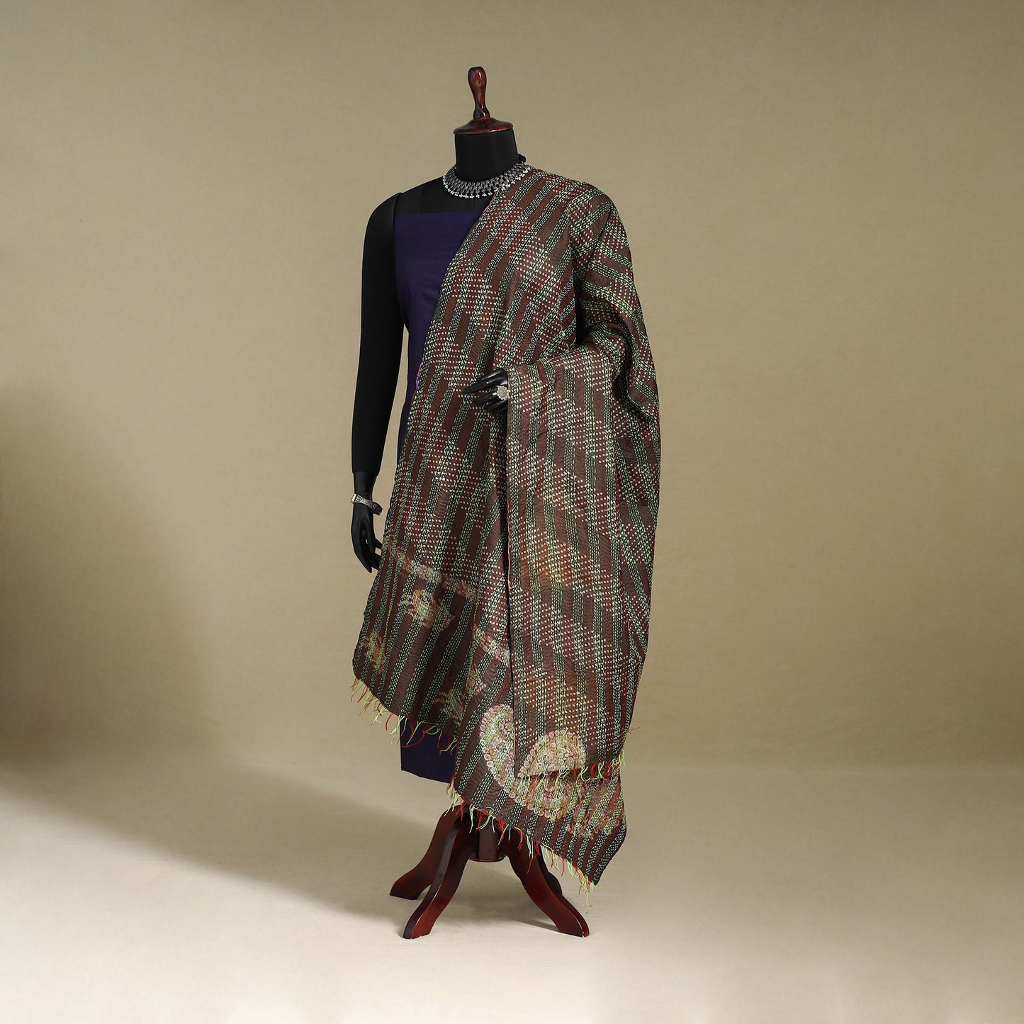 Multicolor - patchwork reversible silk bengal kantha work