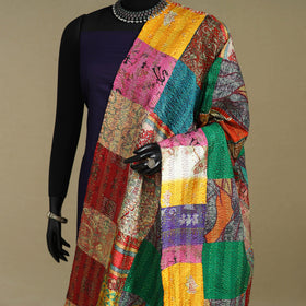 Multicolor - patchwork reversible silk bengal kantha work