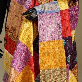 Multicolor - patchwork reversible silk bengal kantha work