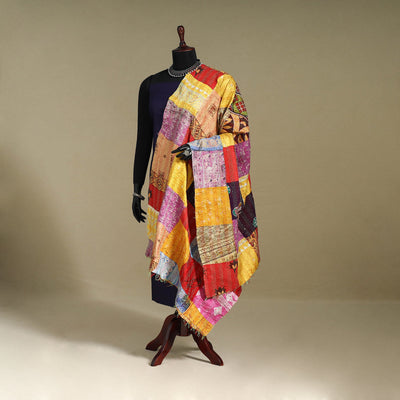 Multicolor - patchwork reversible silk bengal kantha work