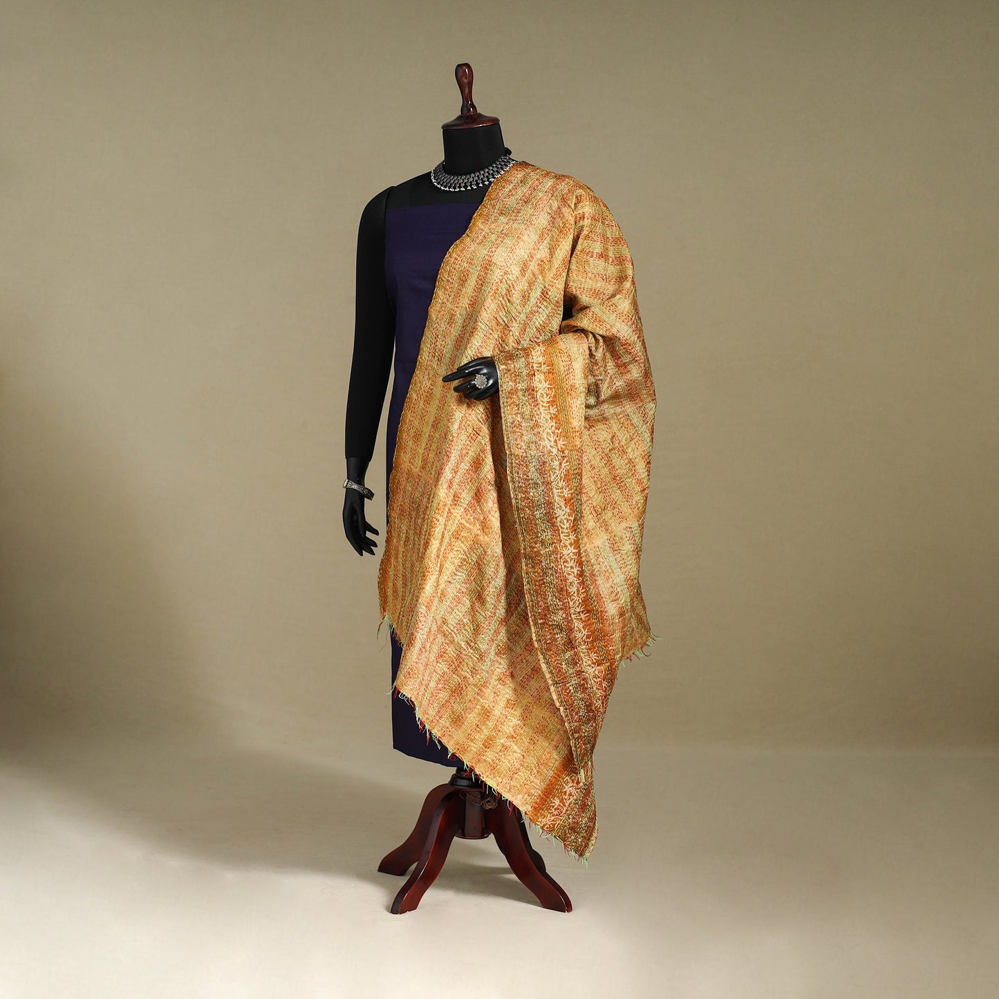 Multicolor - patchwork reversible silk bengal kantha work