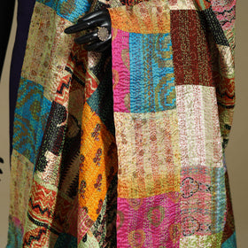 Multicolor - patchwork reversible silk bengal kantha work