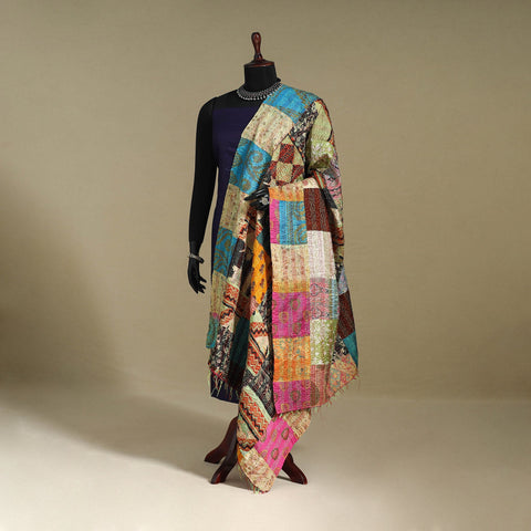 Multicolor - patchwork reversible silk bengal kantha work